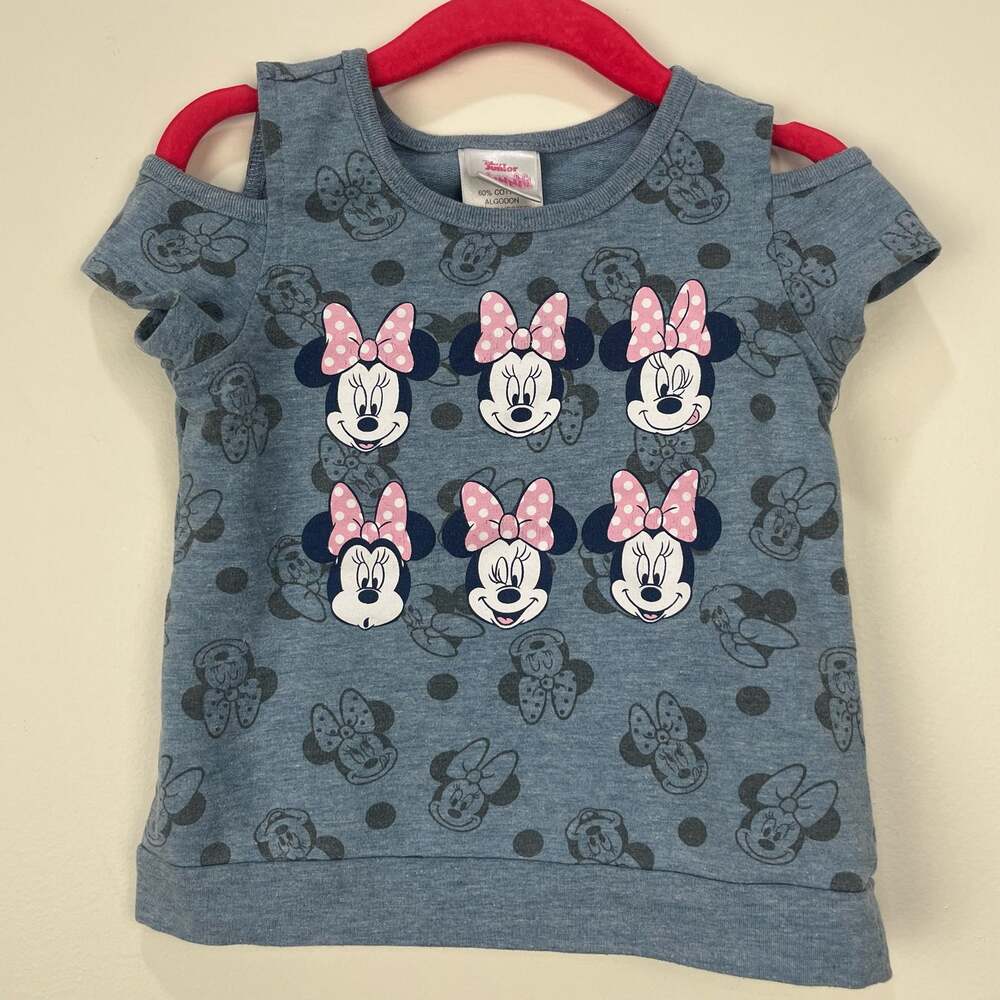 Disney Juniors 4T Minnie Mouse Short Sleeve Top Shirt Faces WDW cutout